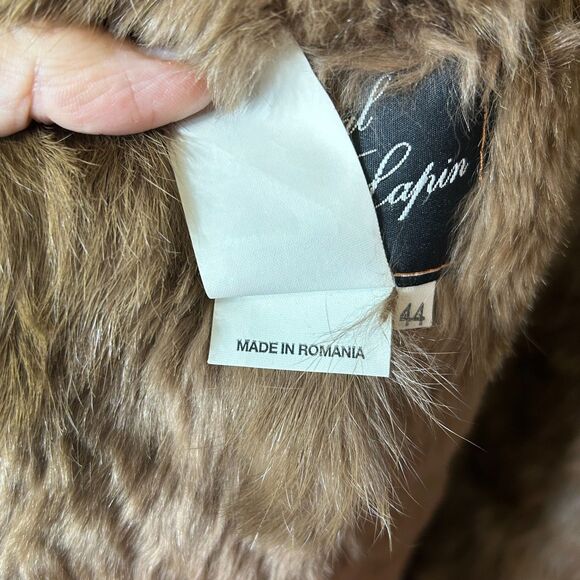 Vintage Original Lapin Italy Orange Suede Rabbit Fur Penny Lane Coat 44/US12 - Picture 6 of 16